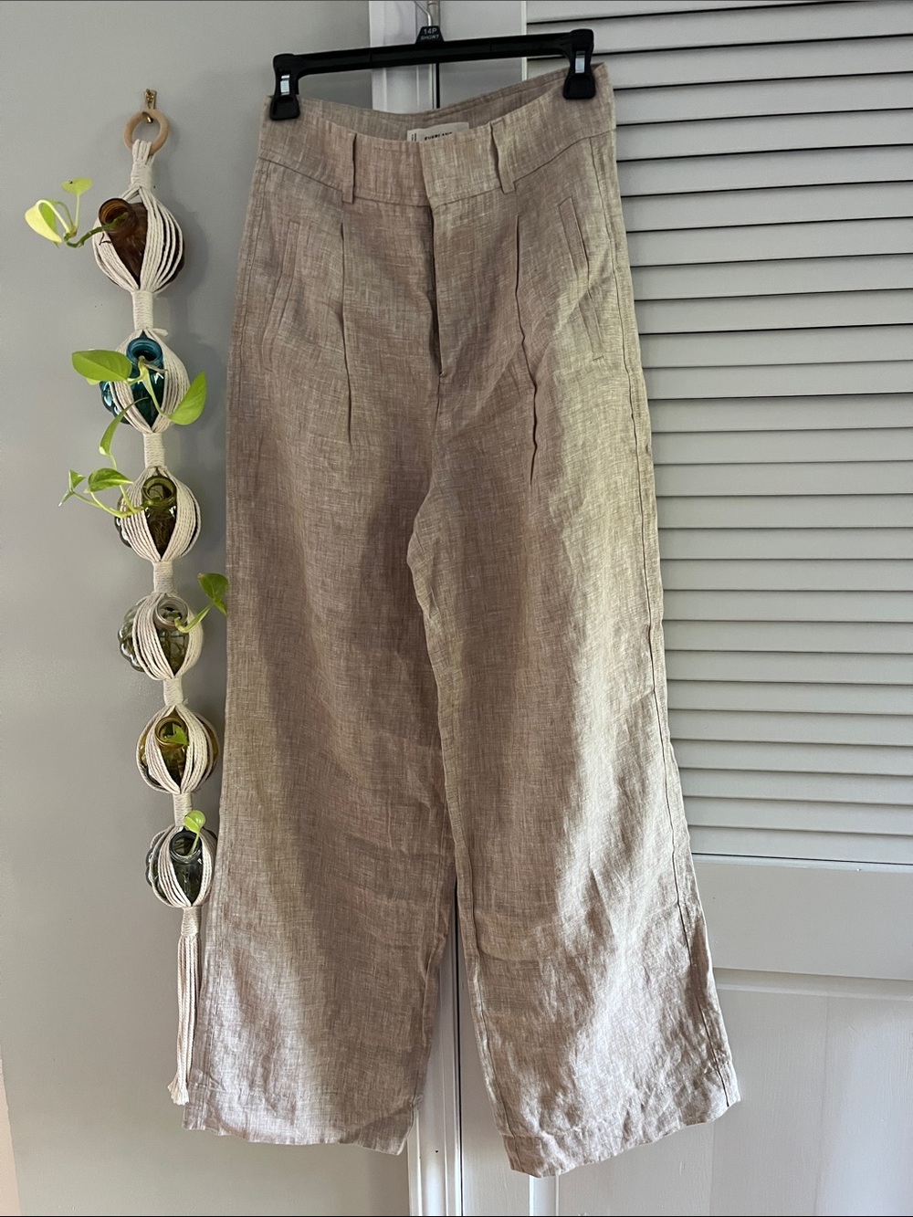 Everlane Neutral Beige Linen Wide-Leg Pants